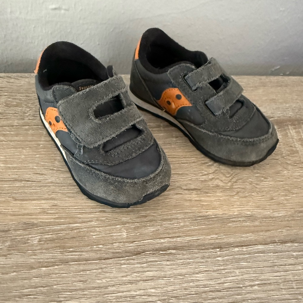 Saucony Kids' Charcoal and Tangerine Sneakers